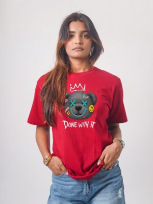 Female Printed Round Neck Half Sleeve T-Shirt- Done With It