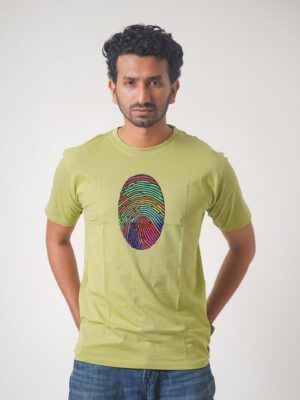 Men’s Printed Round Neck Half Sleeve T-Shirt- Finger