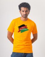 Men’s Printed Round Neck Half Sleeve T-Shirt- Free Palestine Brushes