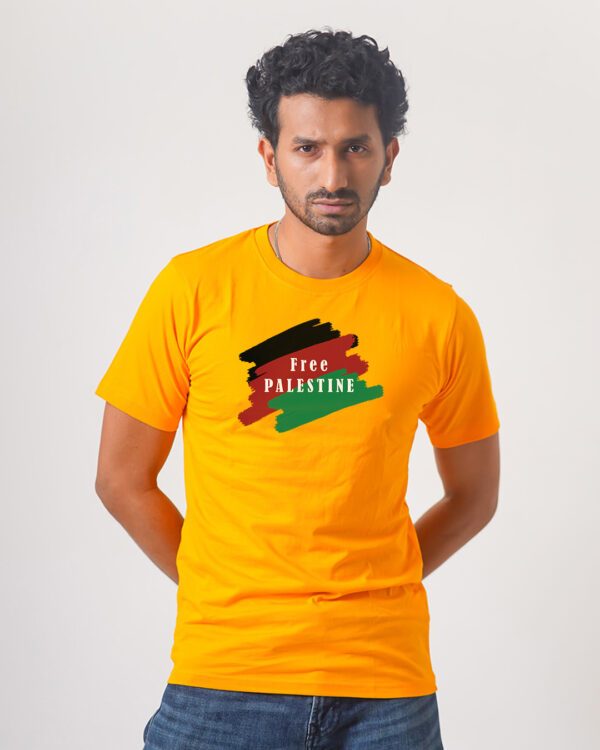 Men’s Printed Round Neck Half Sleeve T-Shirt- Free Palestine Brushes