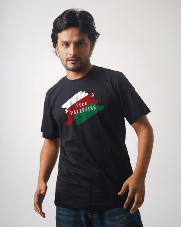 Men’s Printed Round Neck Half Sleeve T-Shirt- Free Palestine Brushes