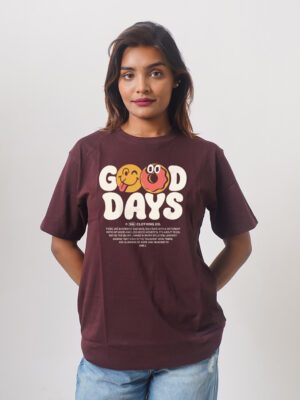 Female Printed Round Neck Half Sleeve T-Shirt- Good Days