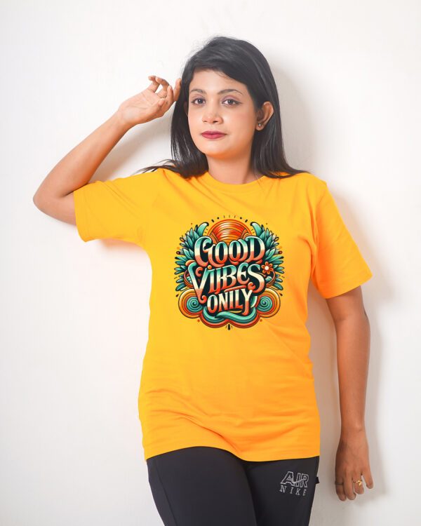 Female Printed Round Neck Half Sleeve T-Shirt- Good Vibes Only