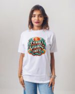 Female Printed Round Neck Half Sleeve T-Shirt- Good Vibes Only