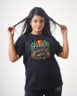 Female Printed Round Neck Half Sleeve T-Shirt- Good Vibes Only