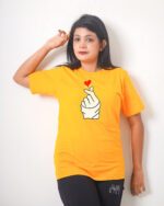 Female Printed Round Neck Half Sleeve T-Shirt-Hand
