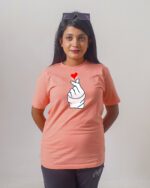 Female Printed Round Neck Half Sleeve T-Shirt-Hand