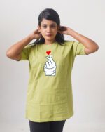 Female Printed Round Neck Half Sleeve T-Shirt-Hand