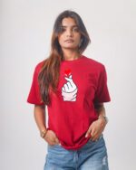 Female Printed Round Neck Half Sleeve T-Shirt-Hand