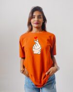 Female Printed Round Neck Half Sleeve T-Shirt-Hand