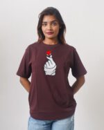 Female Printed Round Neck Half Sleeve T-Shirt-Hand