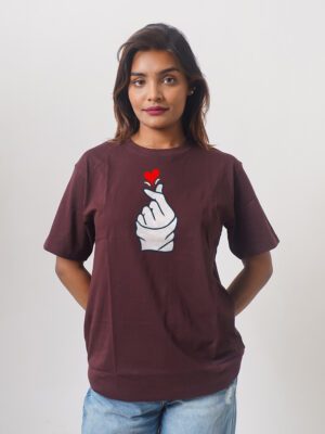 Female Printed Round Neck Half Sleeve T-Shirt-Hand