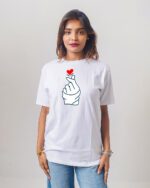 Female Printed Round Neck Half Sleeve T-Shirt-Hand