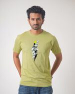 Men’s Printed Round Neck Half Sleeve T-Shirt- Hand With Paper