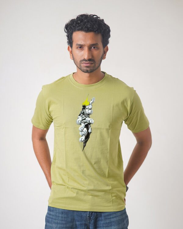 Men’s Printed Round Neck Half Sleeve T-Shirt- Hand With Paper