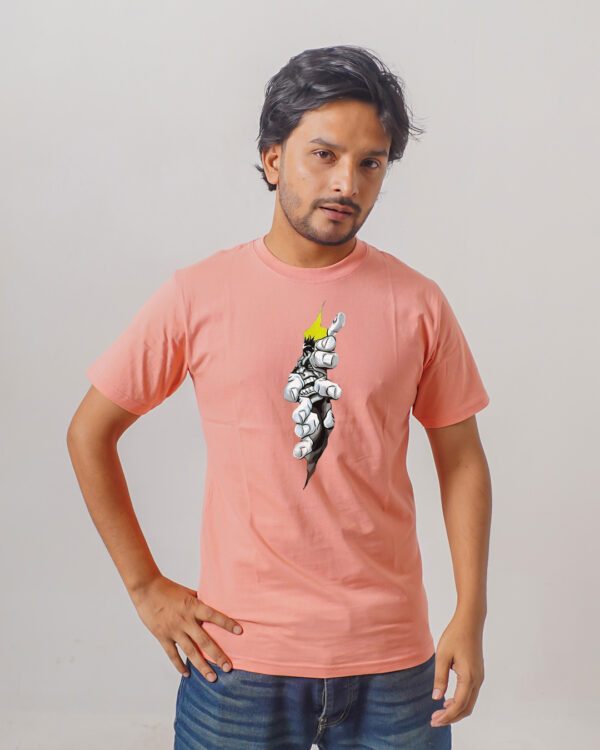 Men’s Printed Round Neck Half Sleeve T-Shirt- Hand With Paper