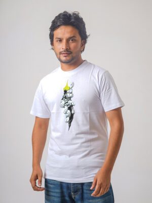 Men’s Printed Round Neck Half Sleeve T-Shirt- Hand With Paper