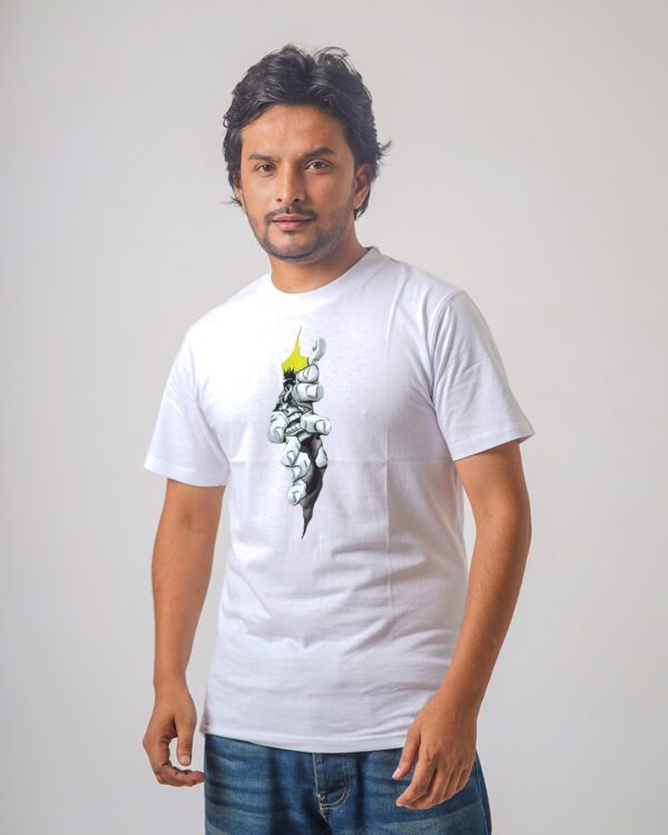 Men’s Printed Round Neck Half Sleeve T-Shirt- Hand With Paper