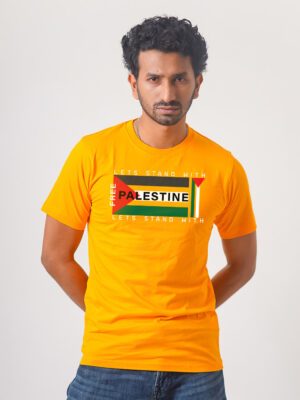 Men’s Printed Round Neck Half Sleeve T-Shirt- Lets Stand With Flag