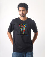 Men’s Printed Round Neck Half Sleeve T-Shirt- Liquids Color