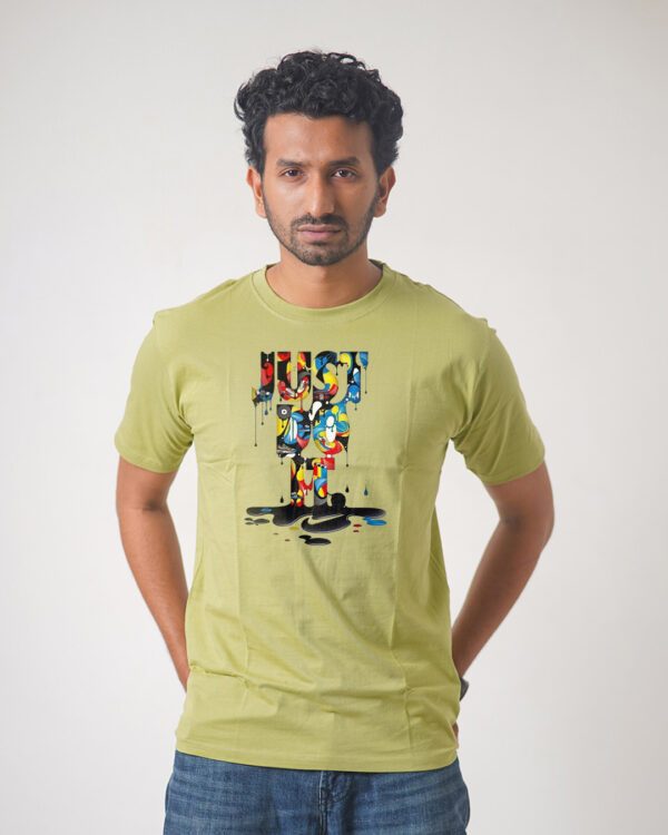 Men’s Printed Round Neck Half Sleeve T-Shirt- Liquids Color