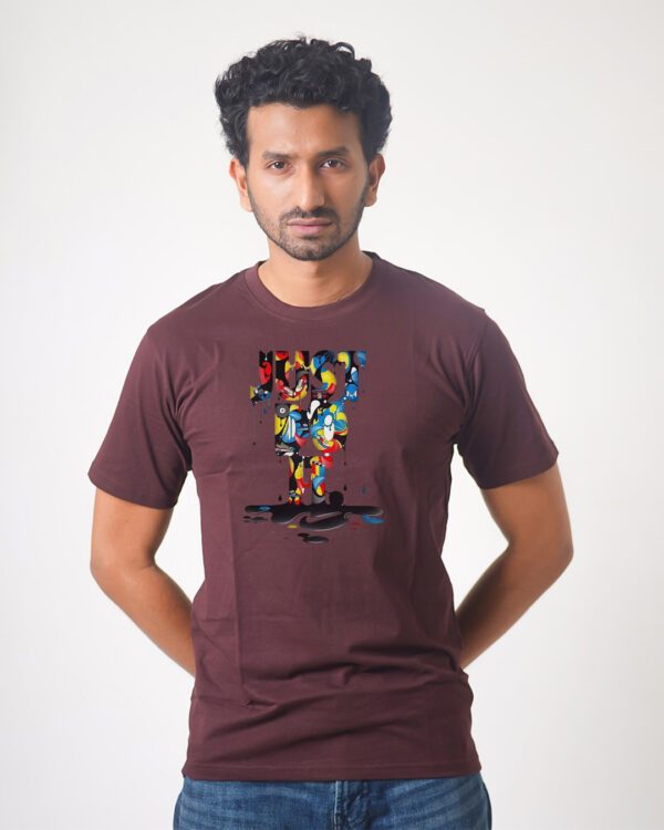 Men’s Printed Round Neck Half Sleeve T-Shirt- Liquids Color