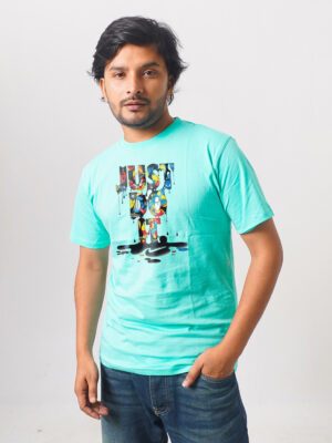 Men’s Printed Round Neck Half Sleeve T-Shirt- Liquids Color