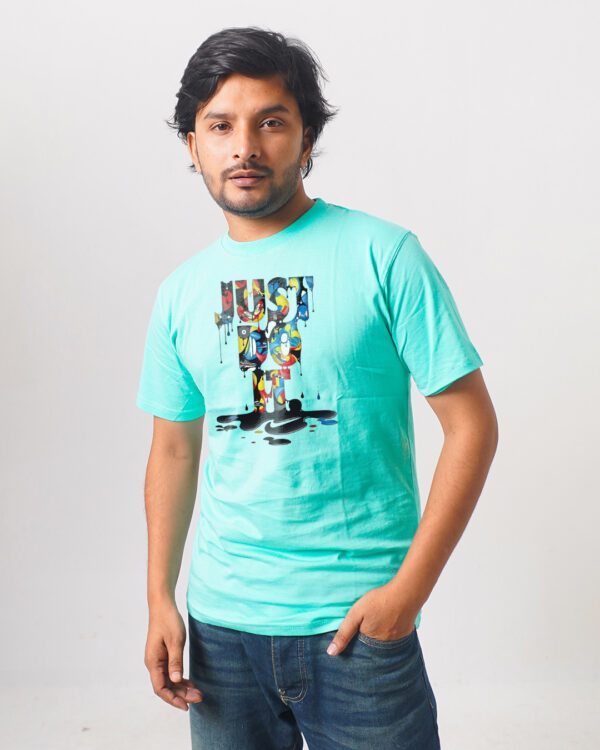 Men’s Printed Round Neck Half Sleeve T-Shirt- Liquids Color