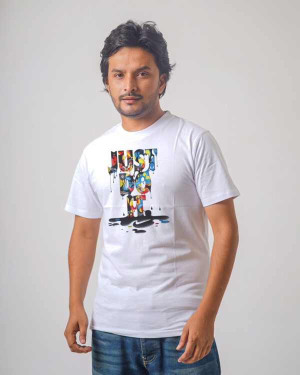 Men’s Printed Round Neck Half Sleeve T-Shirt- Liquids Color