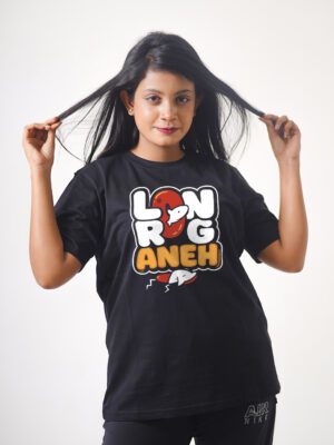 Female Printed Round Neck Half Sleeve T-Shirt- Lonrog
