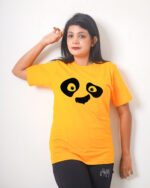 Female Printed Round Neck Half Sleeve T-Shirt- Panda Face