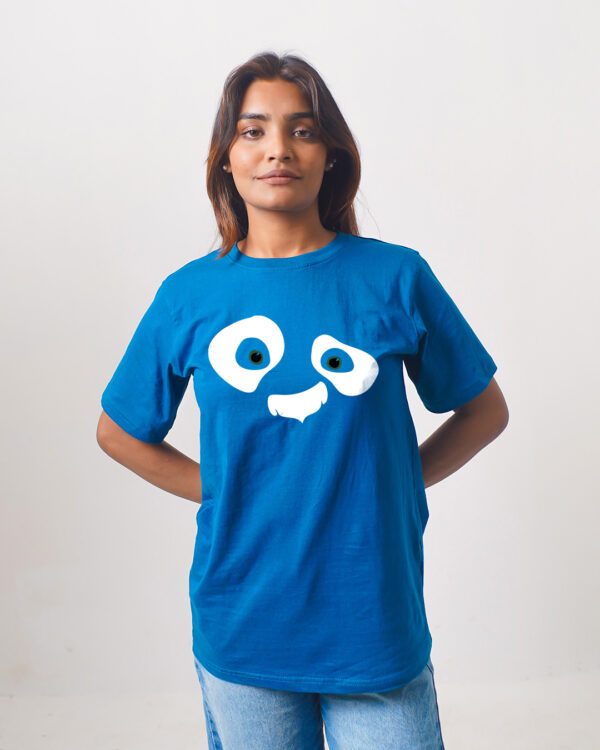 Female Printed Round Neck Half Sleeve T-Shirt- Panda Face