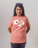 Female Printed Round Neck Half Sleeve T-Shirt- Panda Face