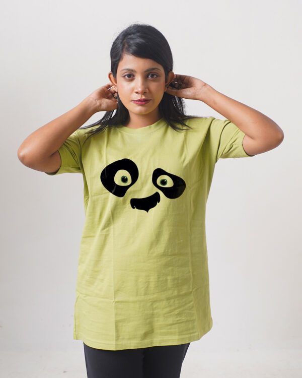 Female Printed Round Neck Half Sleeve T-Shirt- Panda Face