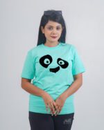 Female Printed Round Neck Half Sleeve T-Shirt- Panda Face
