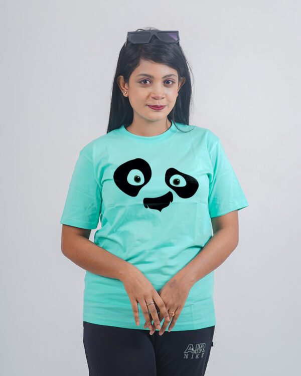 Female Printed Round Neck Half Sleeve T-Shirt- Panda Face
