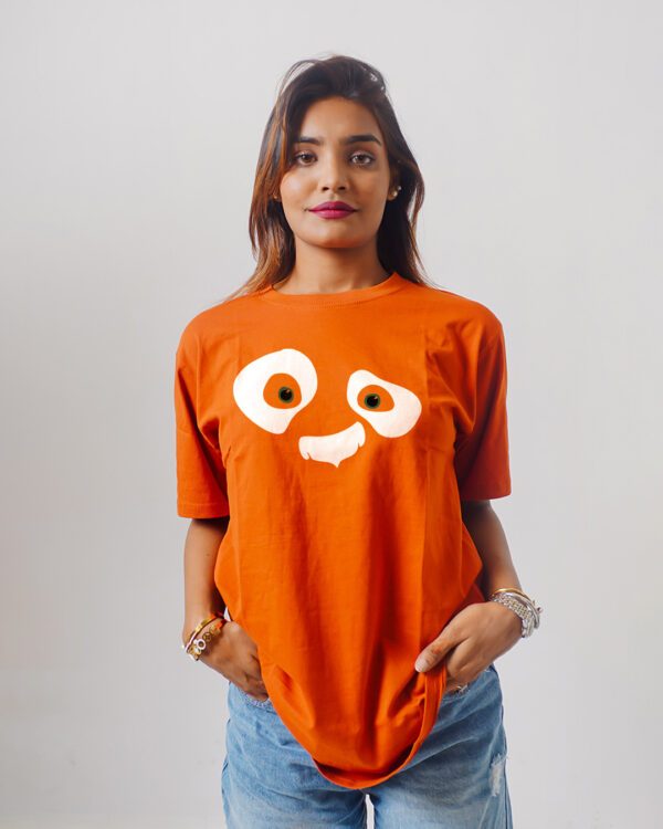 Female Printed Round Neck Half Sleeve T-Shirt- Panda Face