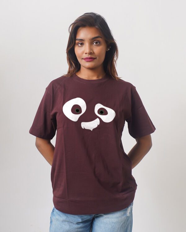 Female Printed Round Neck Half Sleeve T-Shirt- Panda Face
