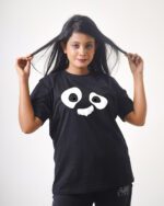 Female Printed Round Neck Half Sleeve T-Shirt- Panda Face