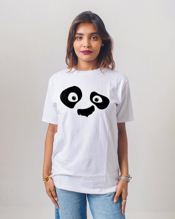Female Printed Round Neck Half Sleeve T-Shirt- Panda Face