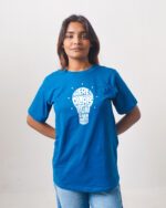 Female Printed Round Neck Half Sleeve T-Shirt- Text Bulbs