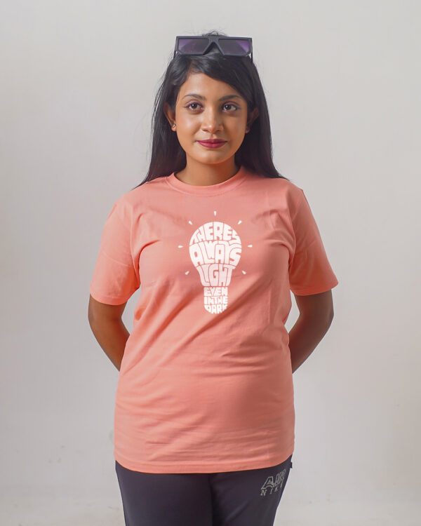 Female Printed Round Neck Half Sleeve T-Shirt- Text Bulbs