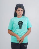 Female Printed Round Neck Half Sleeve T-Shirt- Text Bulbs