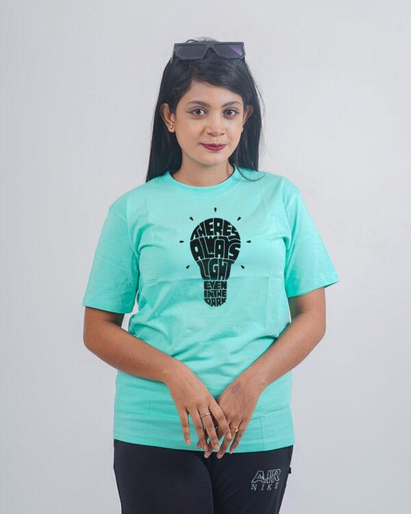 Female Printed Round Neck Half Sleeve T-Shirt- Text Bulbs