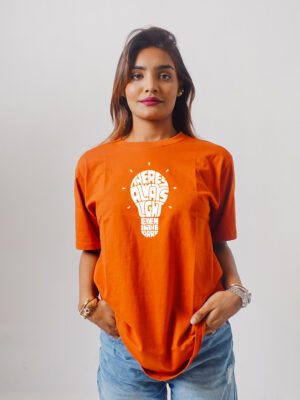 Female Printed Round Neck Half Sleeve T-Shirt- Text Bulbs