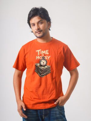 Men’s Printed Round Neck Half Sleeve T-Shirt- Time Money