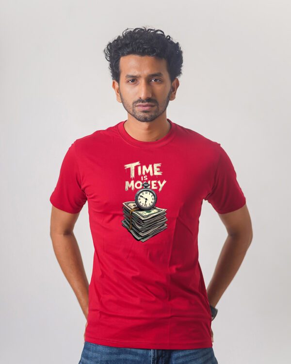 Men’s Printed Round Neck Half Sleeve T-Shirt- Time Money