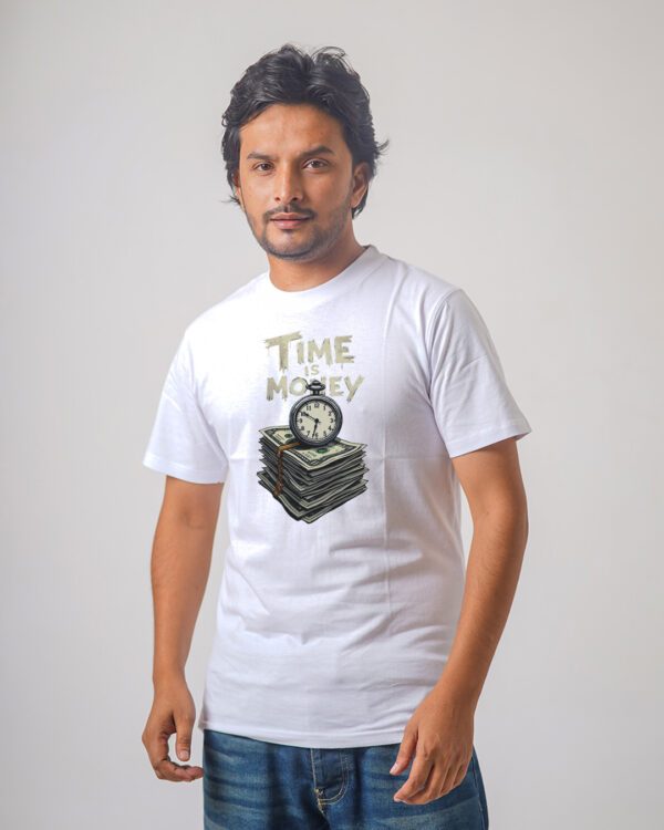 Men’s Printed Round Neck Half Sleeve T-Shirt- Time Money