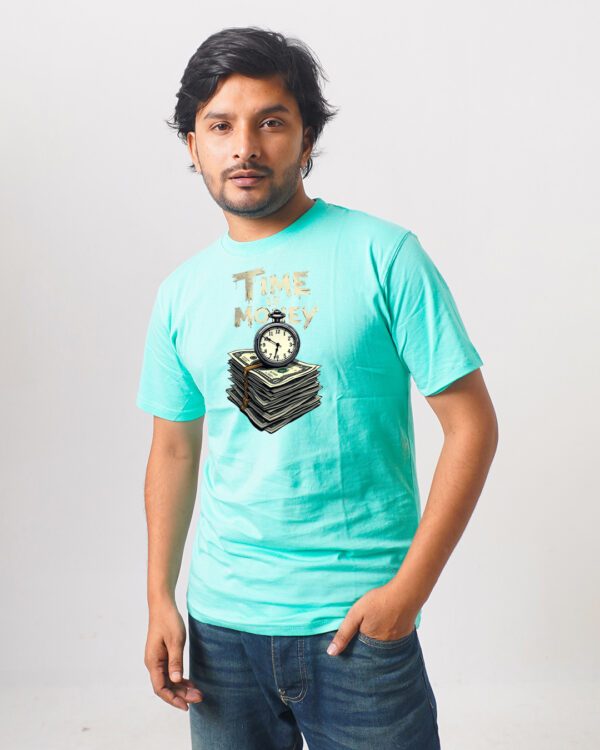 Men’s Printed Round Neck Half Sleeve T-Shirt- Time Money