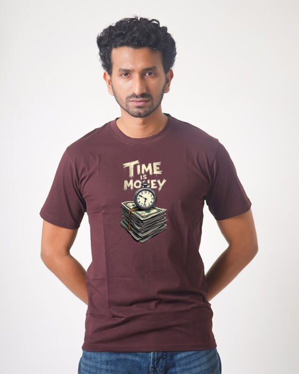 Men’s Printed Round Neck Half Sleeve T-Shirt- Time Money
